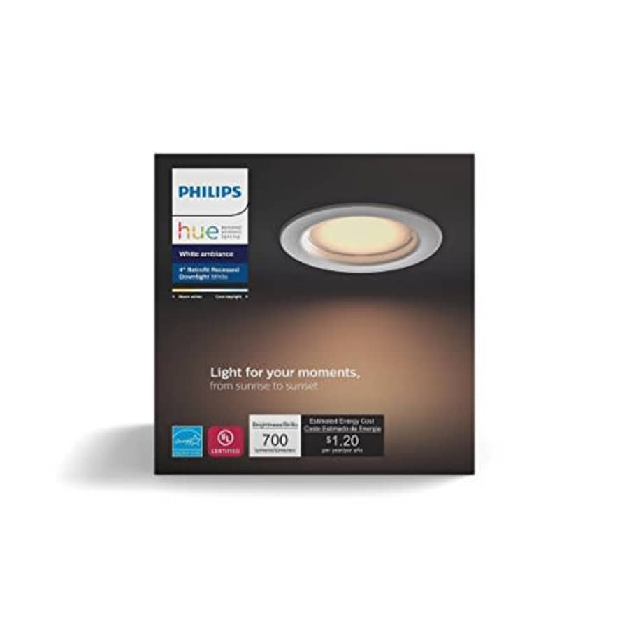 Philips Hue White Ambiance Dimmable LED Smart Retrofit Recessed Downlight (4-Inch Compatible with for $53