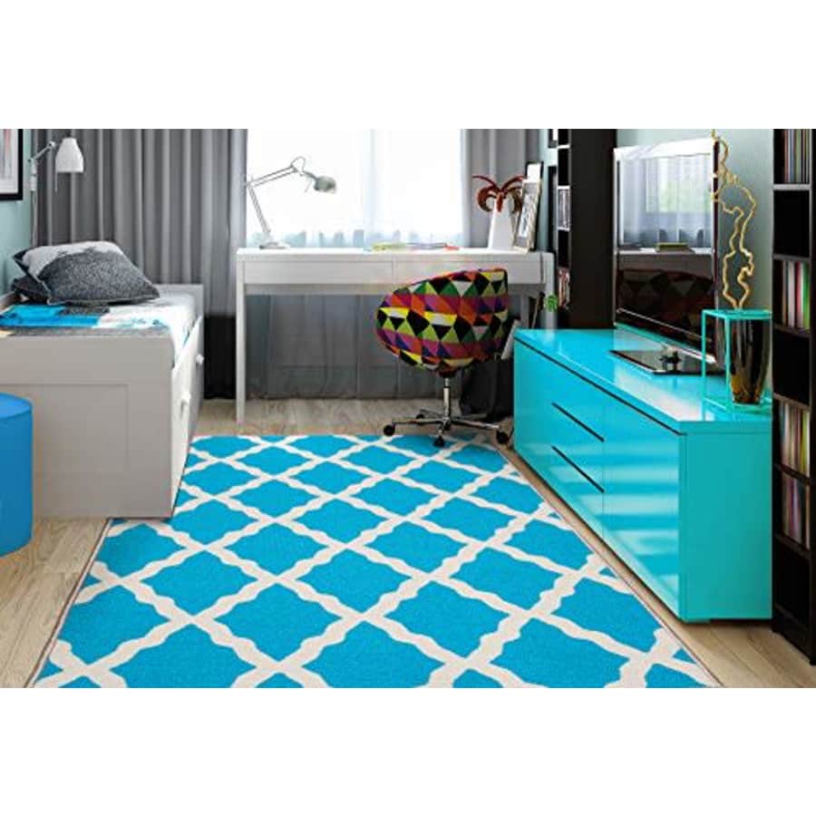 Ottomanson PNK7026-3X5 Trellis Rug, 3'3" x 5', Blue for $45