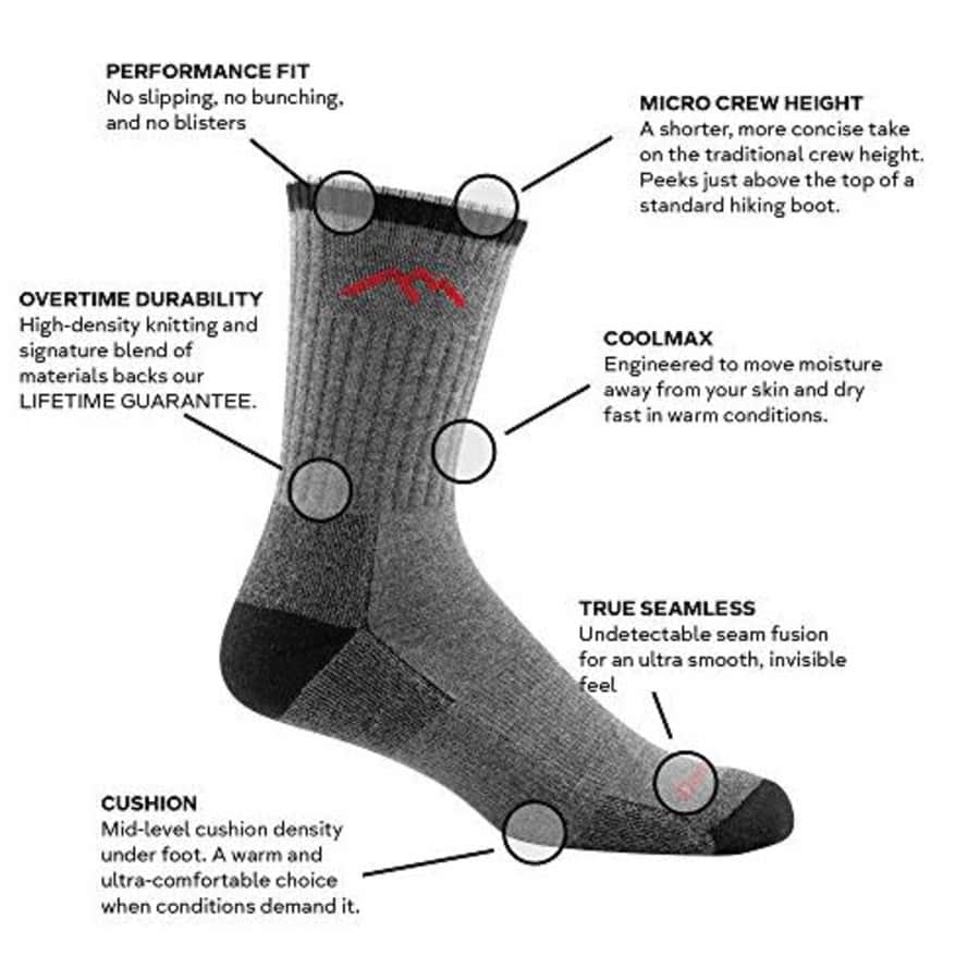 Darn Tough Vermont Coolmax Micro Crew Cushion Socks Gray/Black XL (US 12.5-14.5) for $24 Darn Tough Vermont Coolmax Micro Crew Cushion Socks Gray/Black XL (US 12.5-14.5) for $24