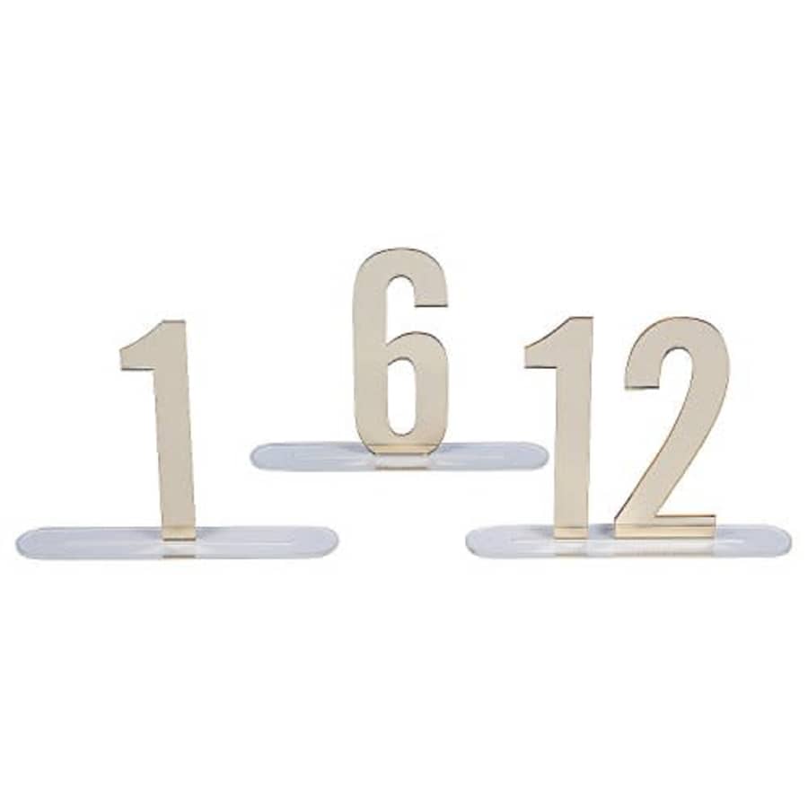 Fun Express 1 through 12 Gold Mirror Table Numbers - Wedding and Party Table Supplies - Includes Bases for $28