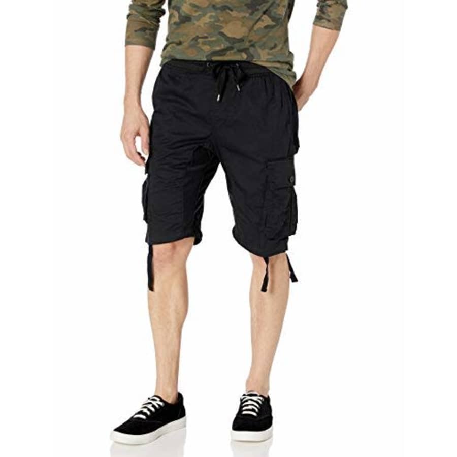 Southpole Men's Jogger Shorts with Cargo Pockets in Solid and Camo Colors, Black(New), Medium for $50