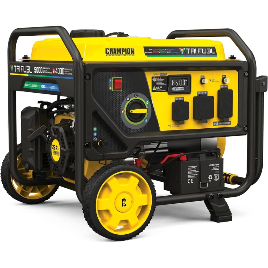 Champion Power Equipment 5000W Electric Start Tri Fuel RV Ready Portable Generator for $592 w/ Prime