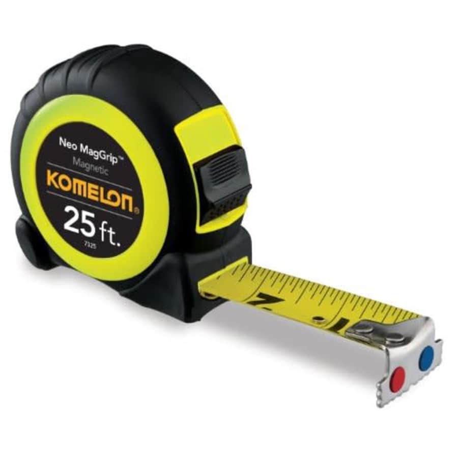 Komelon 7325 25' x 1" Neo MagGrip Rubberized Grip, Magnetic Tip Tape Measure for $35 Komelon 7325 25' x 1" Neo MagGrip Rubberized Grip, Magnetic Tip Tape Measure for $35