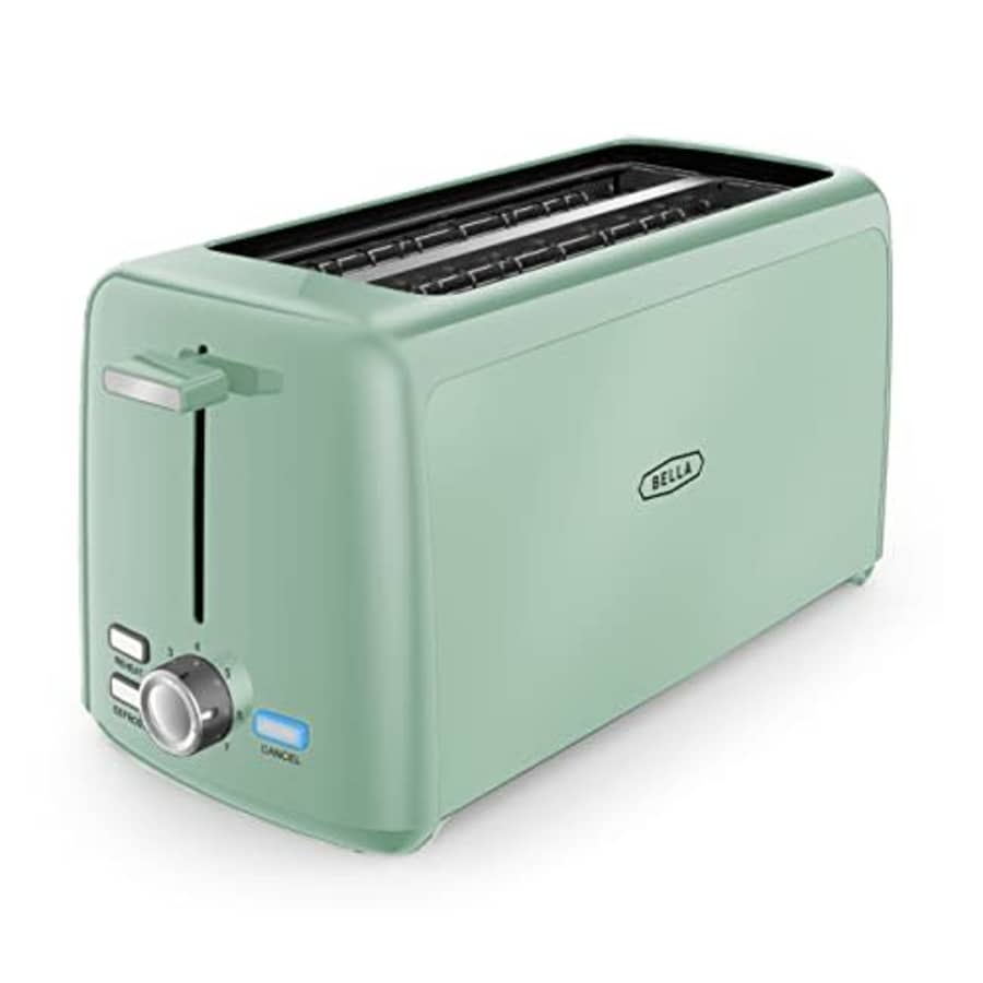 BELLA 4 Slice Toaster, Long Slot & Removable Crumb Tray - 7 Shading Options with Auto Shut Off, for $32