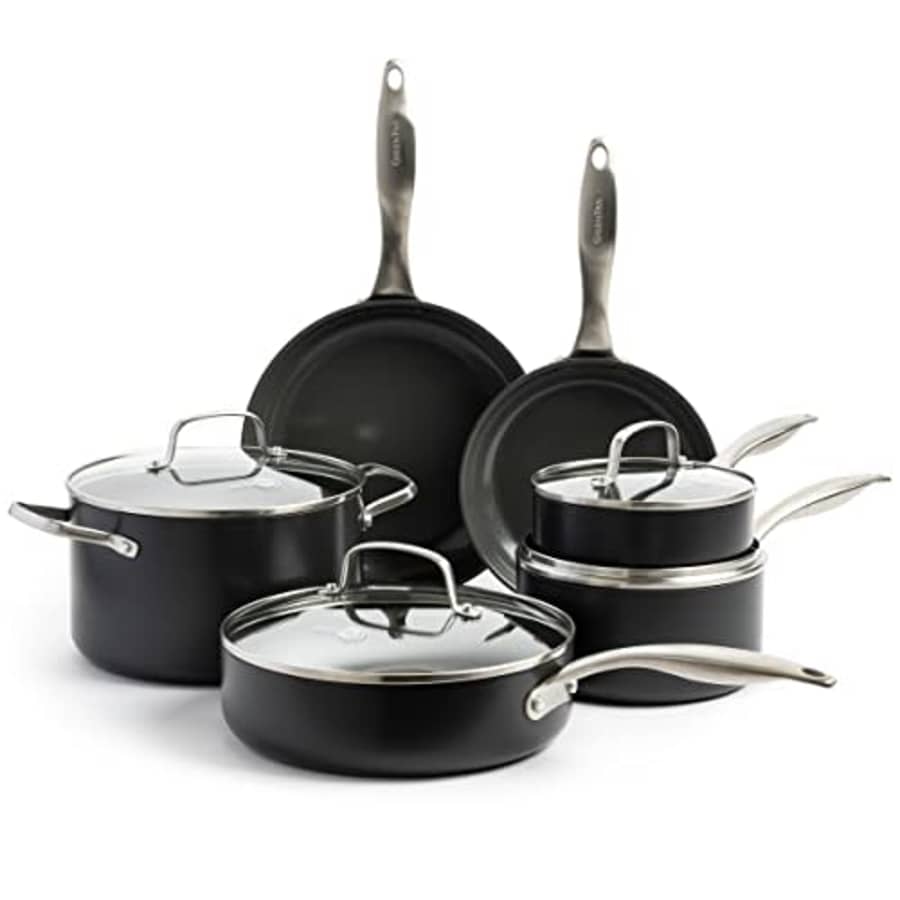 GreenPan Canterbury Hard Anodized Healthy Ceramic Nonstick, 11 Piece Cookware Pots and Pans Set, for $196