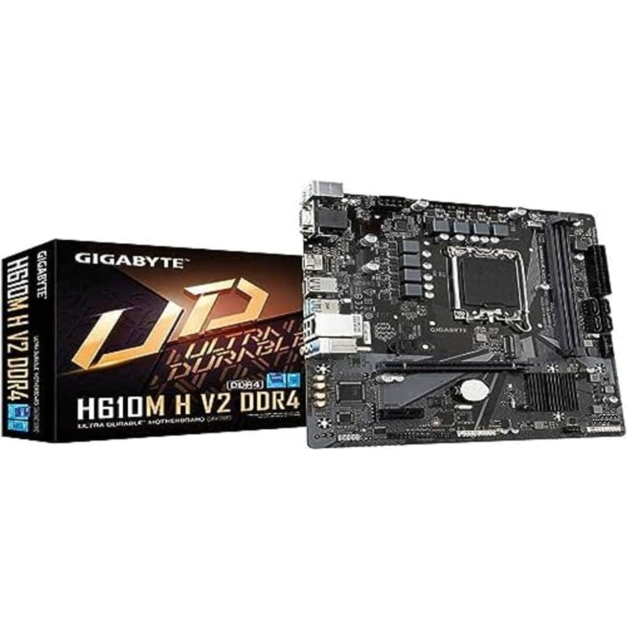 GIGABYTE H610M H V2 DDR4 1.0 LGA 1700 mATX Motherboard, 2x DDR4 ~64GB, 1x PCI-E x16, 1x PCI-E x1, for $115
