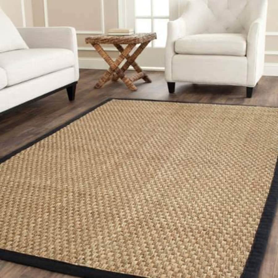 SAFAVIEH Natural Fiber Collection Accent Rug - 4' x 6', Natural & Black, Border Basketweave for $52