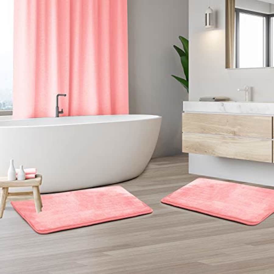 Clara Clark Memory Foam Bathrug 2 Pack Set - Pink (Coral) - Bath Mat and Shower Rug Small 17" x 24" Inches, Non for $29 Clara Clark Memory Foam Bathrug 2 Pack Set - Pink (Coral) - Bath Mat and Shower Rug Small 17" x 24" Inches, Non for $29