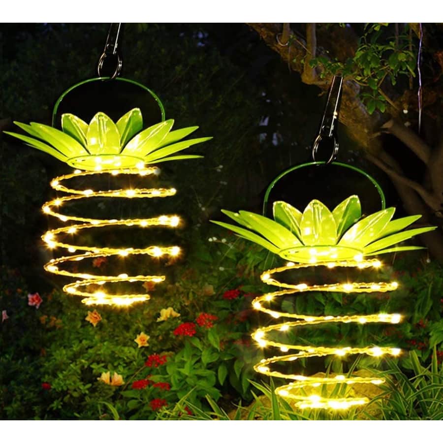 JSOT Hanging Solar Pineapple LED Lights 2-Pack for $32