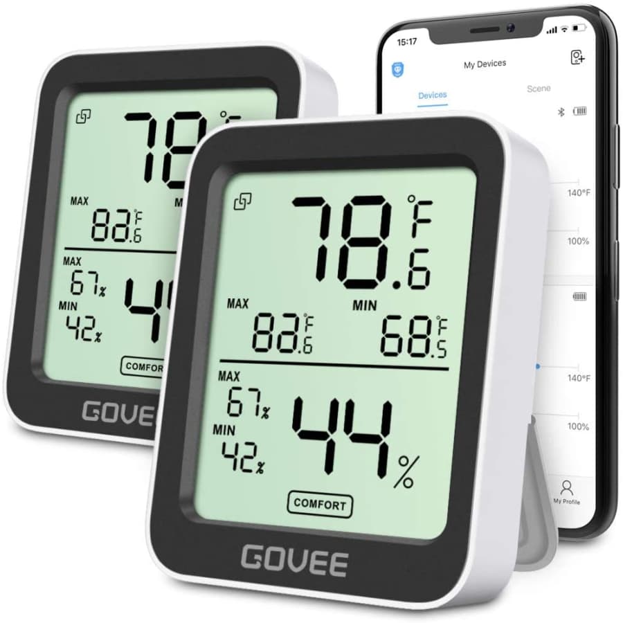 Govee Bluetooth Indoor Temperature and Humidity Monitor 2-Pack for $25