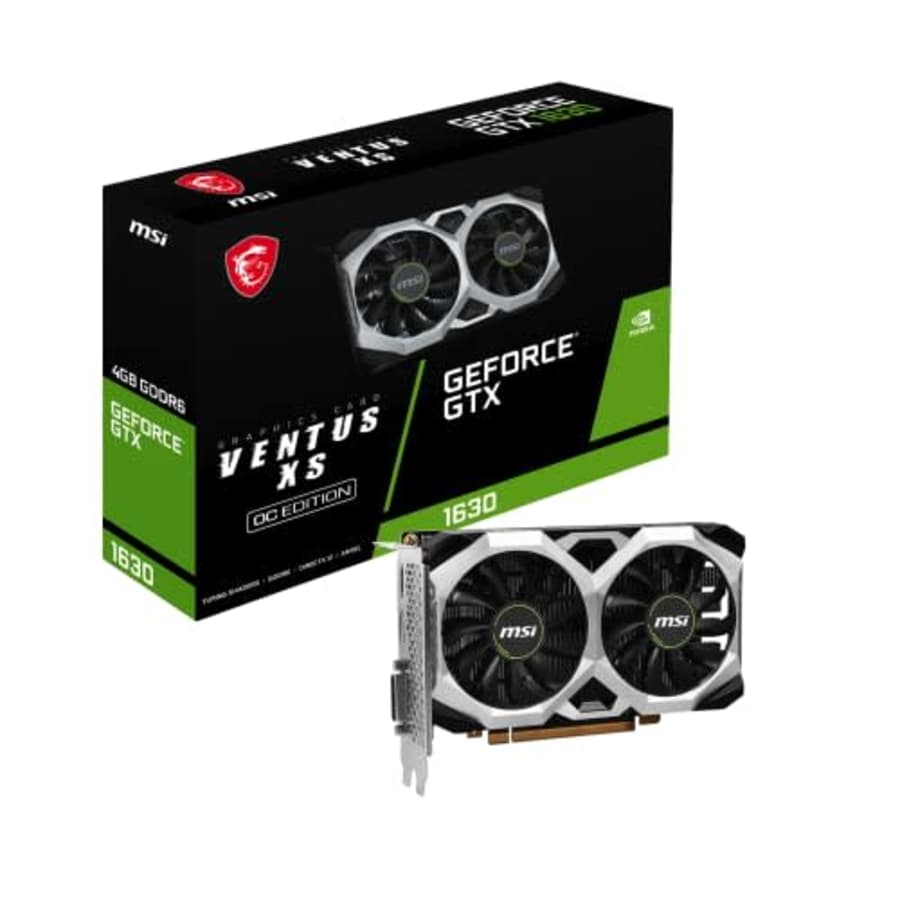 MSI Gaming GeForce GTX 1630 4GB GDRR6 64-Bit HDMI/DP/DVI Dual Fan OC Graphics Card (GTX 1630 Ventus for $160