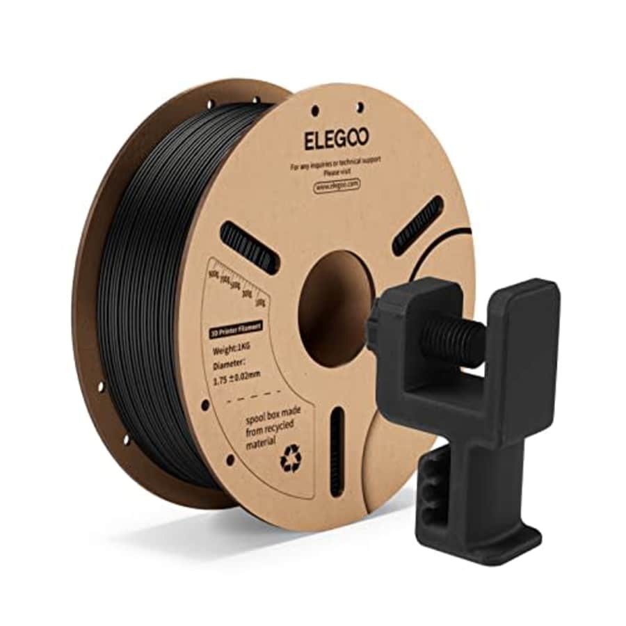 ELEGOO PLA Filament 1.75mm Black 1kg Spool, 3D Printer Filament Dimensional Accuracy +/- 0.02mm for $14 ELEGOO PLA Filament 1.75mm Black 1kg Spool, 3D Printer Filament Dimensional Accuracy +/- 0.02mm for $14