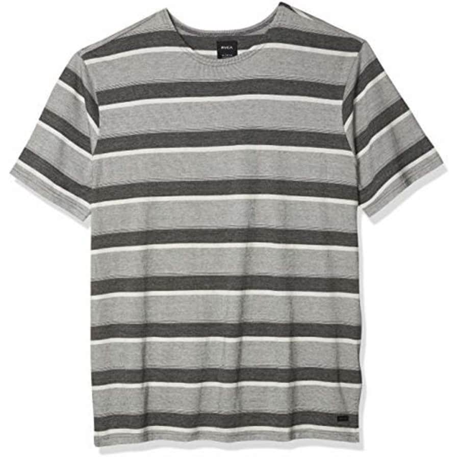 RVCA Men's Repeater Stripe Short Sleeve Crew Neck Shirt, Black, S for $35