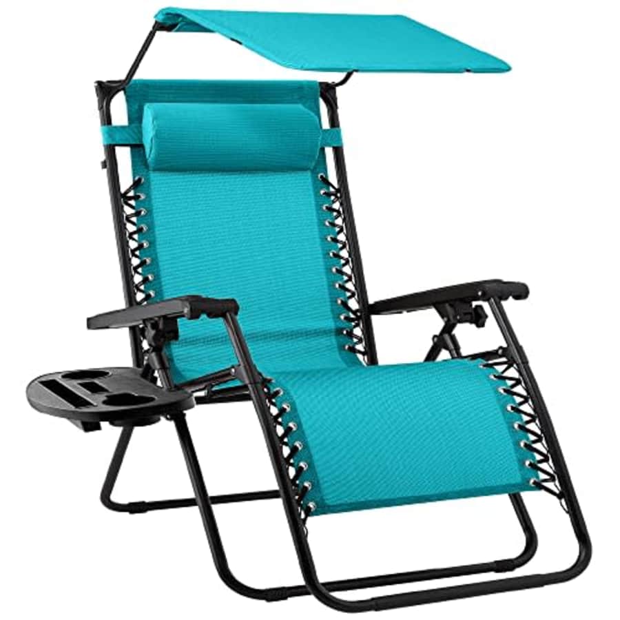 Best Choice Products Folding Zero Gravity Outdoor Recliner Patio Lounge Chair w/Adjustable Canopy for $64