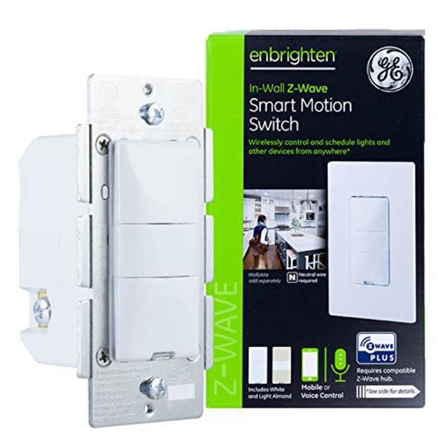 GE Enbrighten Z-Wave Plus Smart Motion Sensor Light Switch, On/Off, Vacancy / Occupancy Sensor, for $50