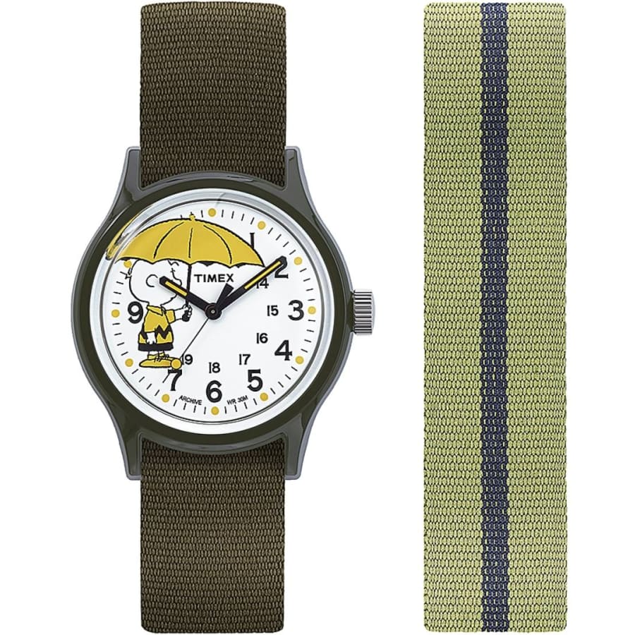 Timex Men's MK1 x Peanuts Charlie Brown 36mm Fabric Strap Watch Box Set for $76 Timex Men's MK1 x Peanuts Charlie Brown 36mm Fabric Strap Watch Box Set for $76