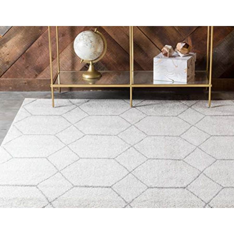 Unique Loom Trellis Frieze Collection Lattice Moroccan Geometric Modern Ivory Area Rug (8' 0 x 10' for $170