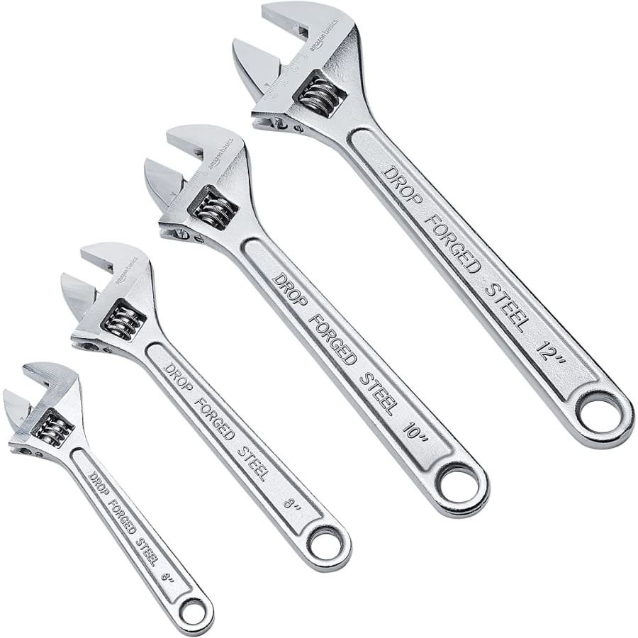 Amazon Basics 4-Piece Chrome-Plated Adjustable Wrench Set for $23