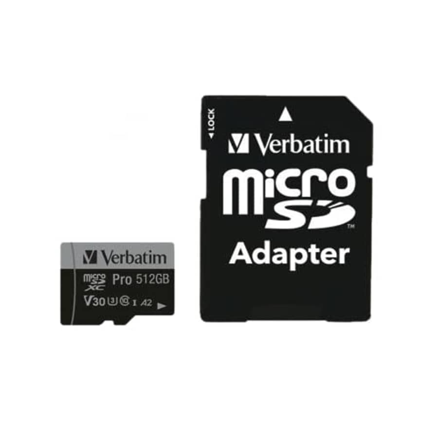 Verbatim Pro U3 512GB microSDXC Memory Card, Black, Class 10, UHS-I (U3) for $54
