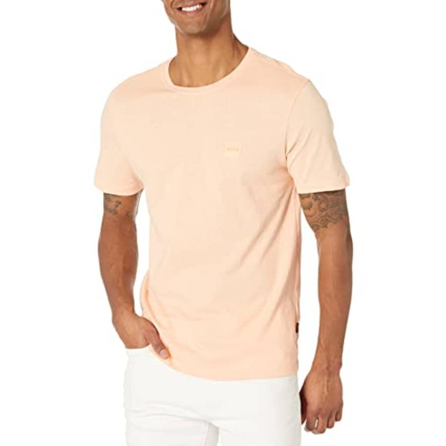 BOSS Men's Tales Basic T-Shirt with Logo, Creamy Peach, XXL for $39