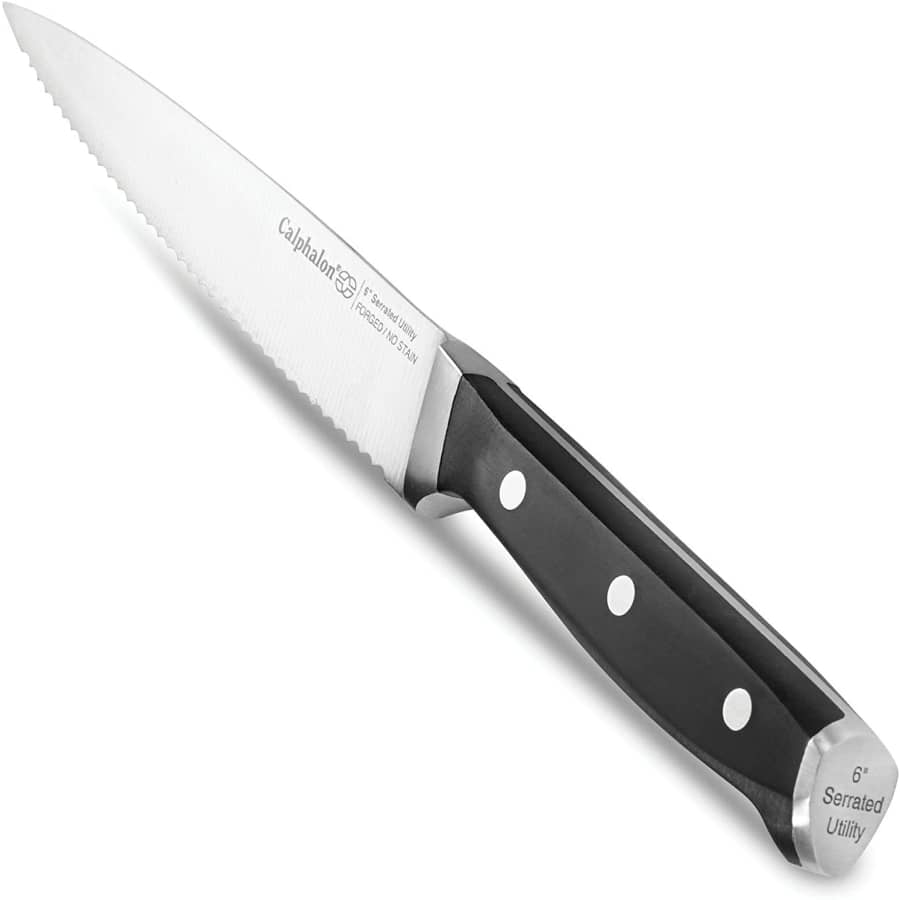 Calphalon Classic Forged Cutlery 6" Serrated Kitchen Utility Knife for $21