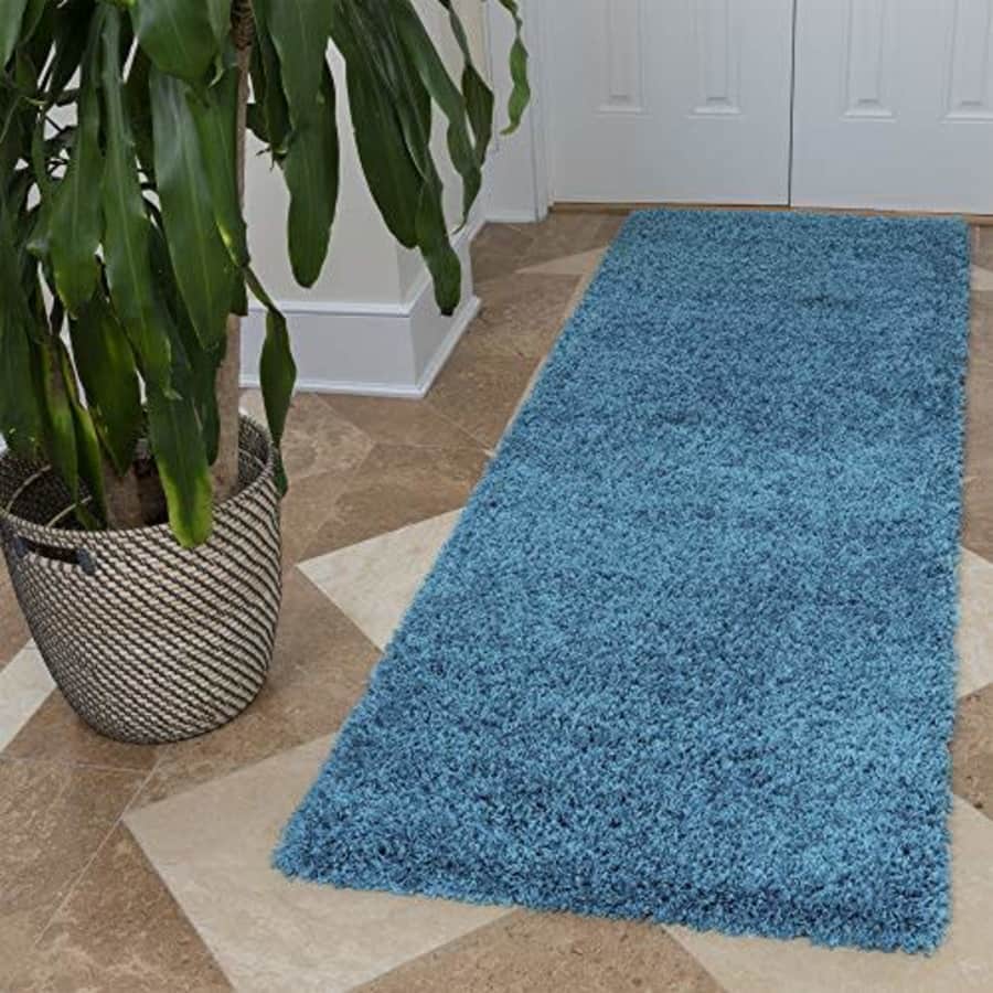 Ottomanson Soft Cozy Color Solid Shag Runner Rug Contemporary Hallway and Kitchen Shag Runner Rug, for $31