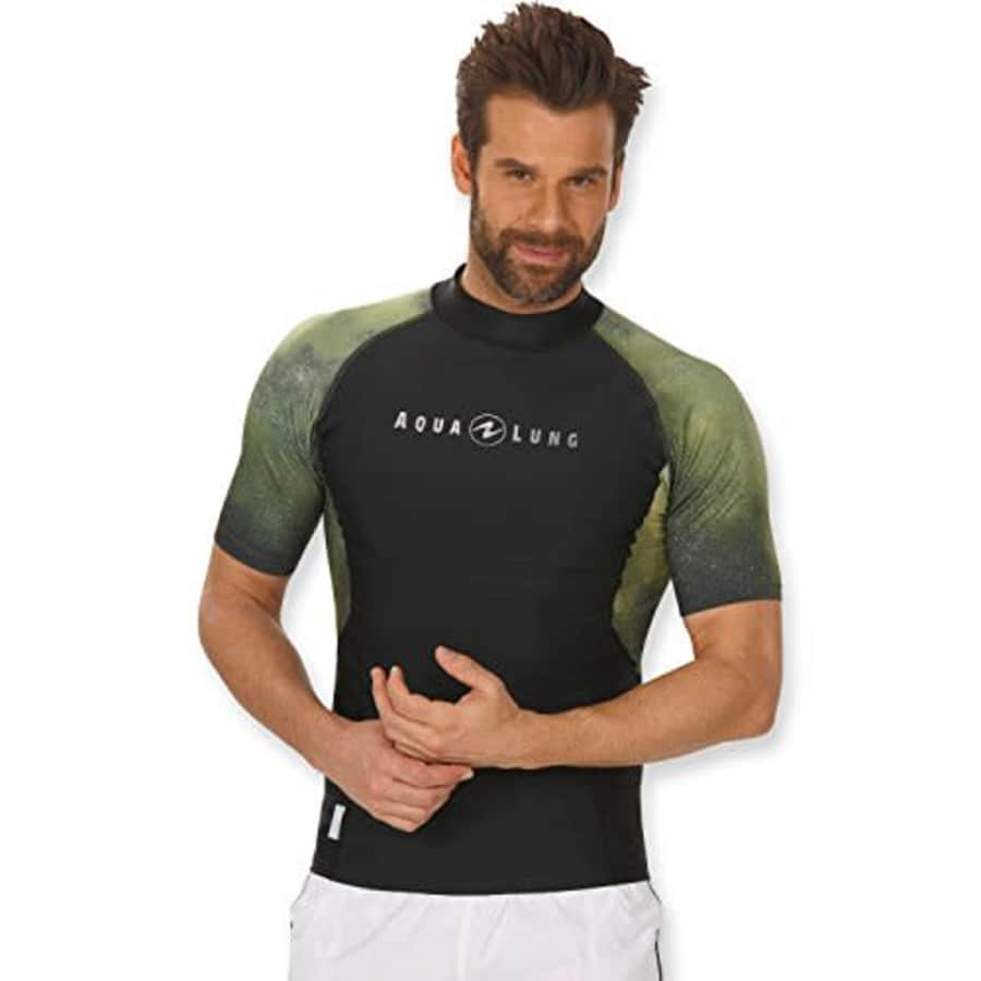 Aqua Lung Men's Short Sleeve Galaxy Rashguard, Green Camo - SM for $13 Aqua Lung Men's Short Sleeve Galaxy Rashguard, Green Camo - SM for $13