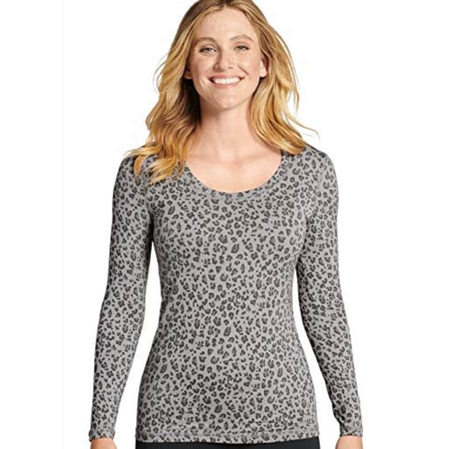 Jockey Women's Activewear Modal Long Sleeve Tee, Snow Leopard, S for $4