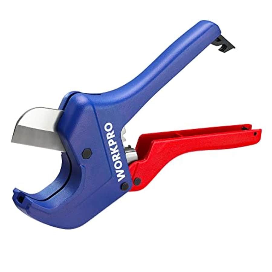 WORKPRO Ratchet PVC Pipe Cutter Tool, Cuts up to 2-1/2" PEX, PVC, PPR and Plastic Hoses, Pipe for $20 WORKPRO Ratchet PVC Pipe Cutter Tool, Cuts up to 2-1/2" PEX, PVC, PPR and Plastic Hoses, Pipe for $20
