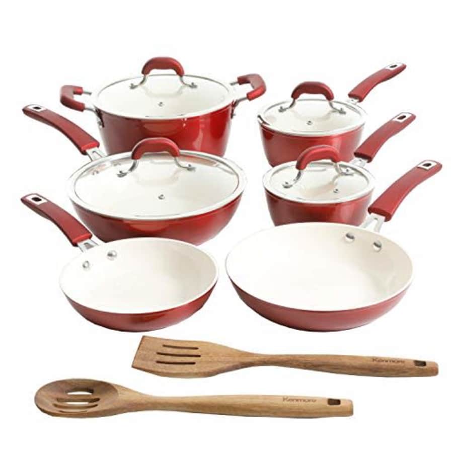 Kenmore Arlington Nonstick Ceramic Coated Forged Aluminum Induction Cookware, 12-Piece Set, for $176 Kenmore Arlington Nonstick Ceramic Coated Forged Aluminum Induction Cookware, 12-Piece Set, for $176
