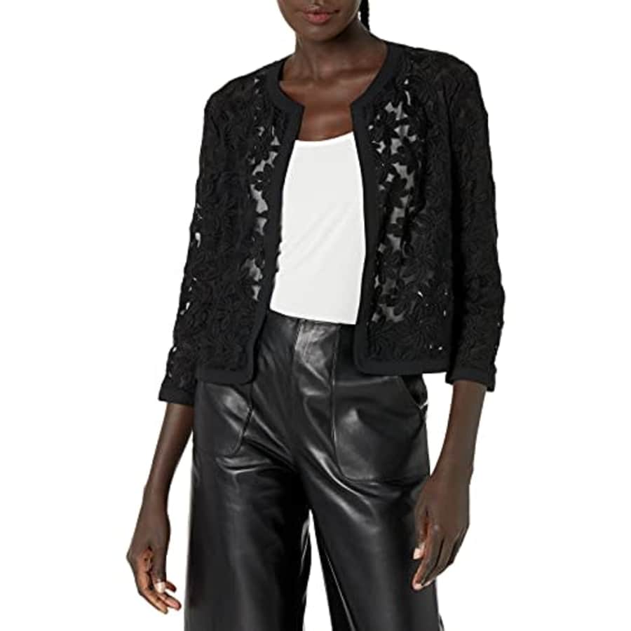 Anne Klein Women's Floral LACE MESH Cardigan, Anne Black, 12 for $58 Anne Klein Women's Floral LACE MESH Cardigan, Anne Black, 12 for $58