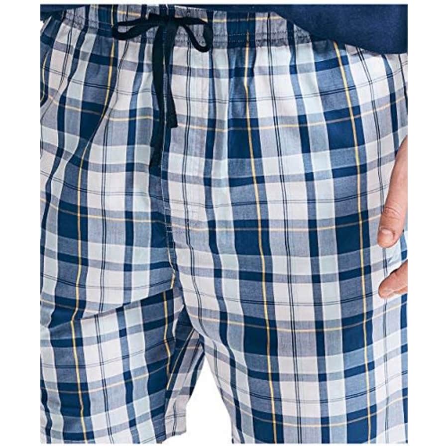 Nautica Men's Soft Woven 100% Cotton Elastic Waistband Sleep Pajama Shorts, Light Haze, Medium for $27