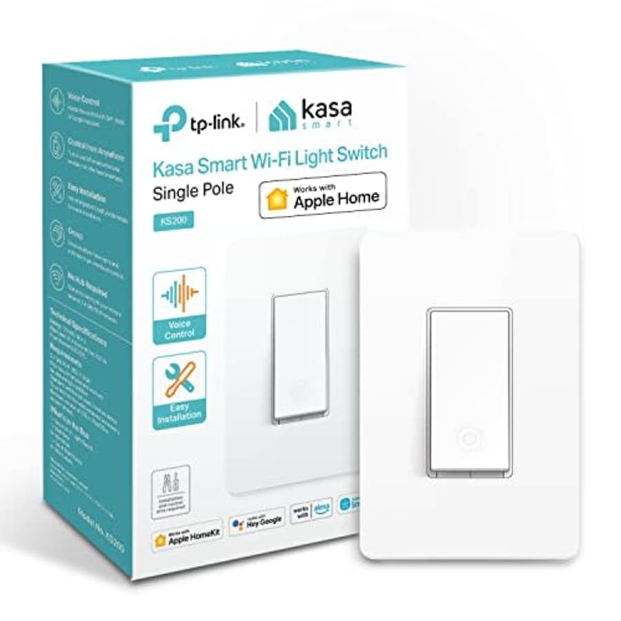 Kasa Apple HomeKit Smart Light Switch KS200, Single Pole, Neutral Wire Required, 2.4GHz Wi-Fi Light for $27