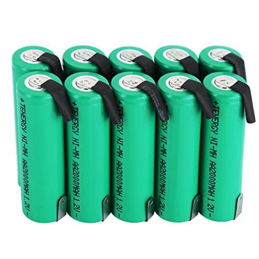 Tenergy 10 Pack NiMH AA 2000mAh Flat Top Rechargeable Batteries w/Tabs for $20 Tenergy 10 Pack NiMH AA 2000mAh Flat Top Rechargeable Batteries w/Tabs for $20