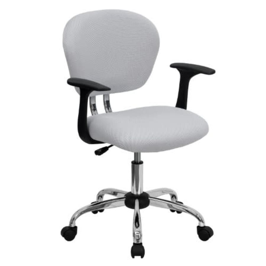 Flash Furniture Mid-Back White Mesh Padded Swivel Task Office Chair with Chrome Base and Arms for $109