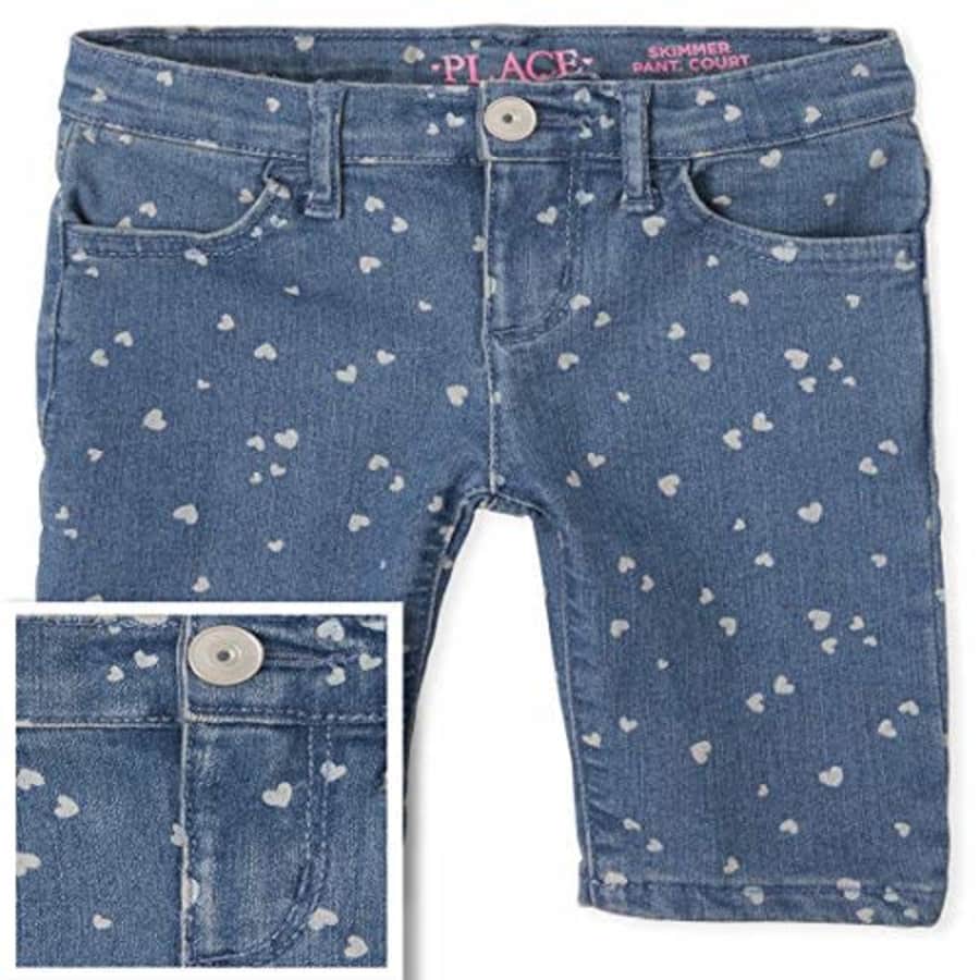 The Children's Place Girls' Plus Denim Skimmer Shorts, White, 6X/7P for $12