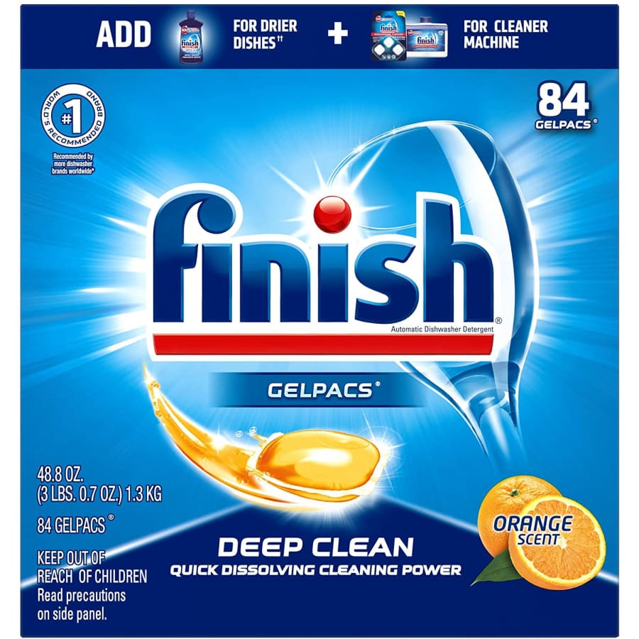 Finish All-in-1 Gelpacs Dishwasher Detergent Tablets 84-Count Tub for $15