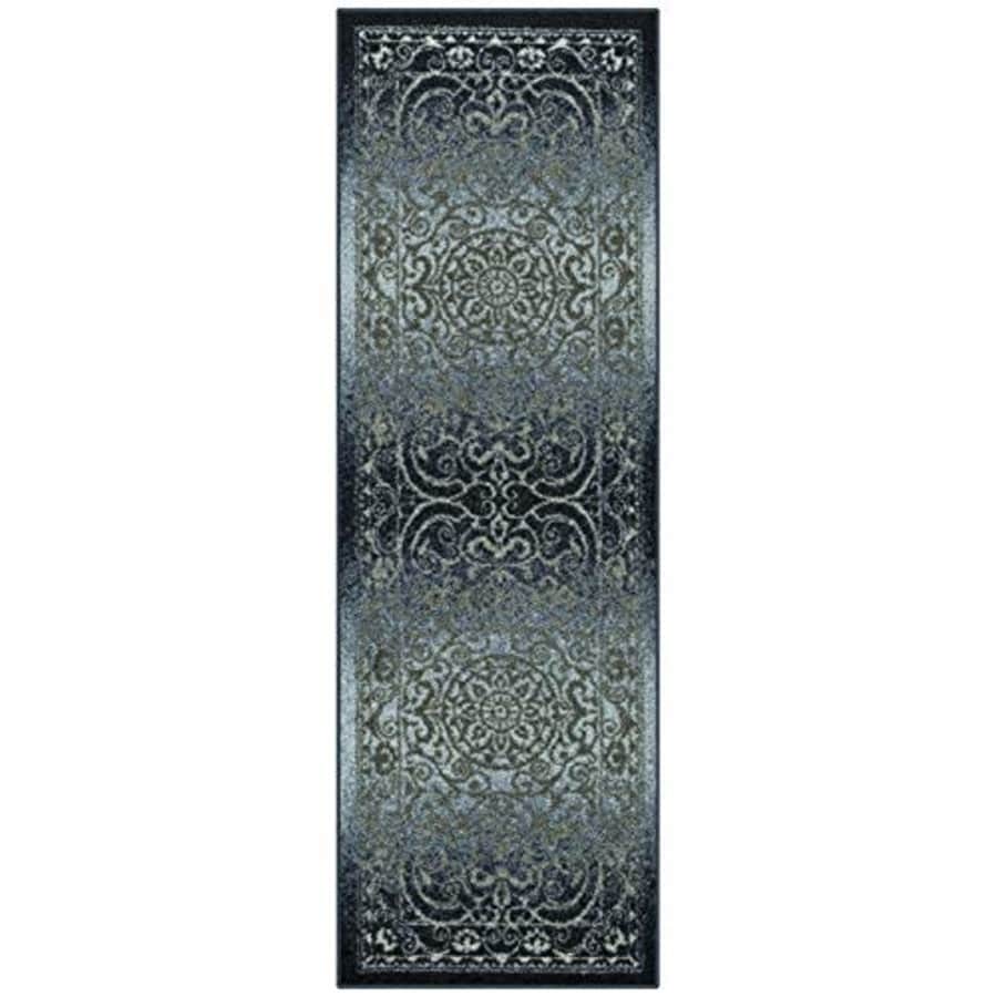 Maples Rugs Pelham Vintage Runner Rug Non Slip Hallway Entry Carpet [Made in USA], 2 x 6, Navy/Grey for $25