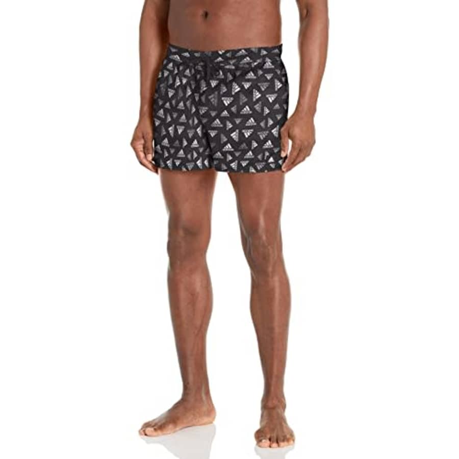 adidas Men's Standard Classics Printed Swim Shorts, Black/White, 3X-Large for $31