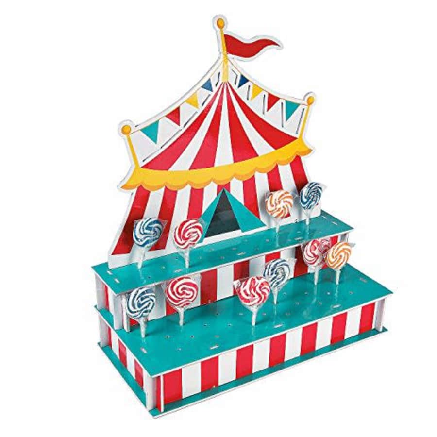 Fun Express Circus Tent Shaped Lollipop Stand - Foam Base - Holds 48 Suckers - Circus Party Supplies for $12 Fun Express Circus Tent Shaped Lollipop Stand - Foam Base - Holds 48 Suckers - Circus Party Supplies for $12