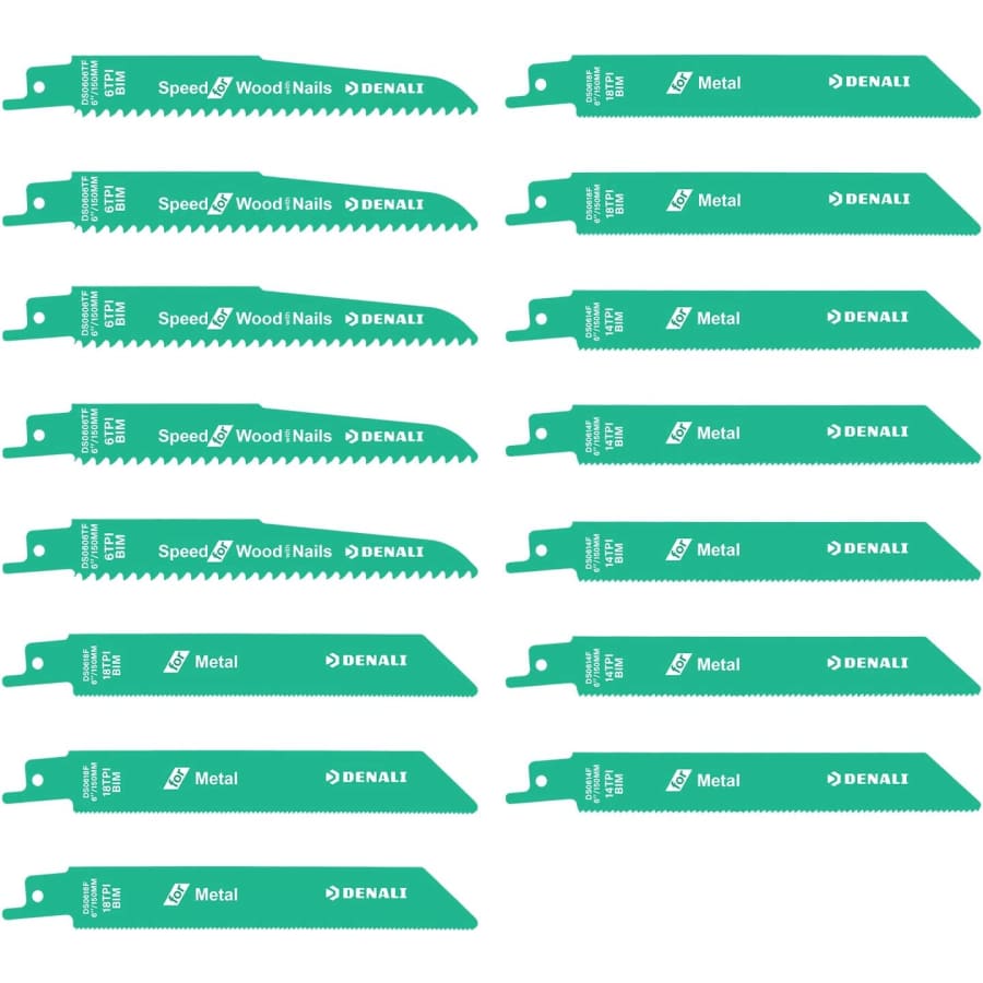 Denali 15-Piece Bi-Metal Reciprocating Saw Blade Set for $16