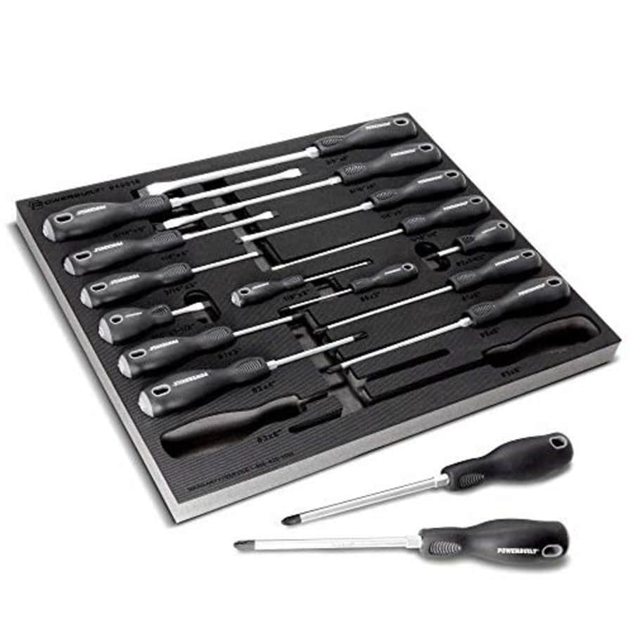Powerbuilt 949018 17pc, 17 Piece Master Screwdriver Kit(Double Injection Handle), black for $80