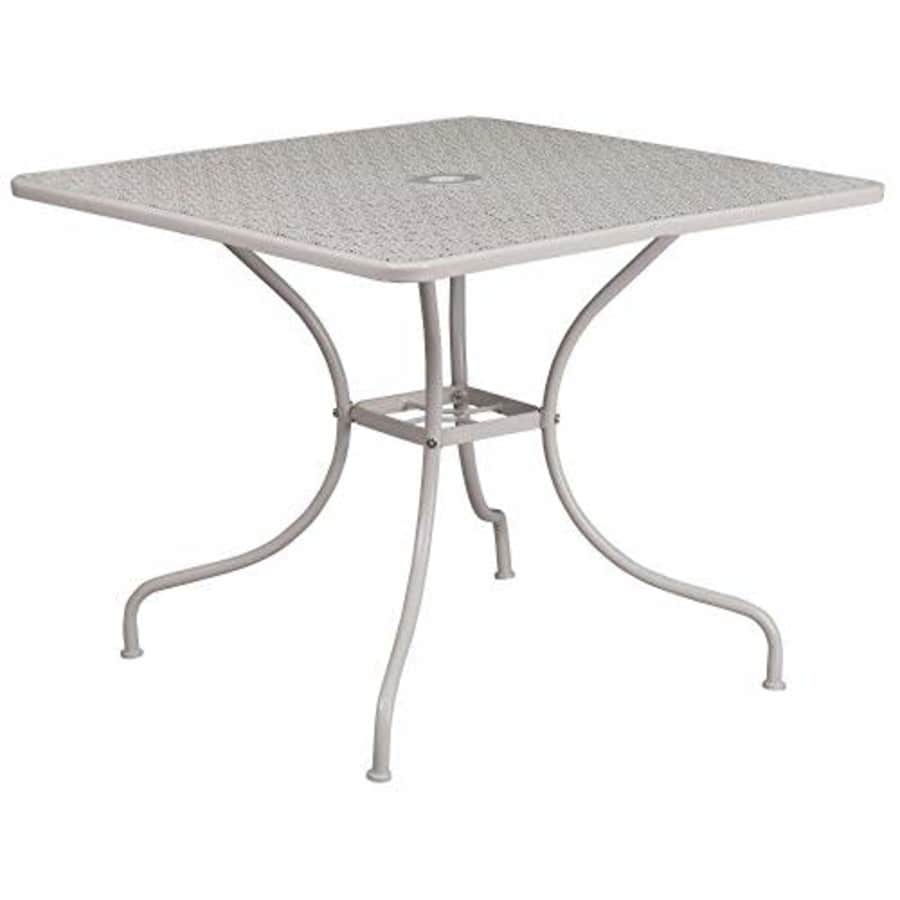 Flash Furniture Commercial Grade 35.5" Square Light Gray Indoor-Outdoor Steel Patio Table for $125