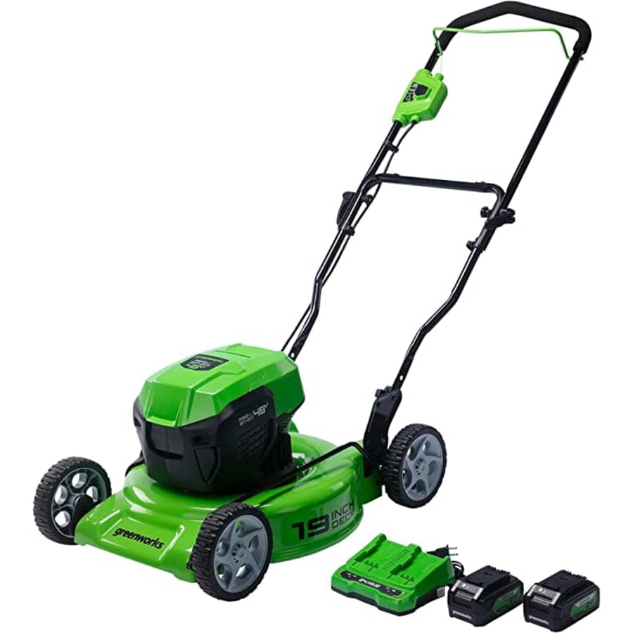 Greenworks 48V 19" Brushless Cordless Lawn Mower w/ 2 4.0Ah Batteries & Dual Port Charger for $177 Greenworks 48V 19" Brushless Cordless Lawn Mower w/ 2 4.0Ah Batteries & Dual Port Charger for $177