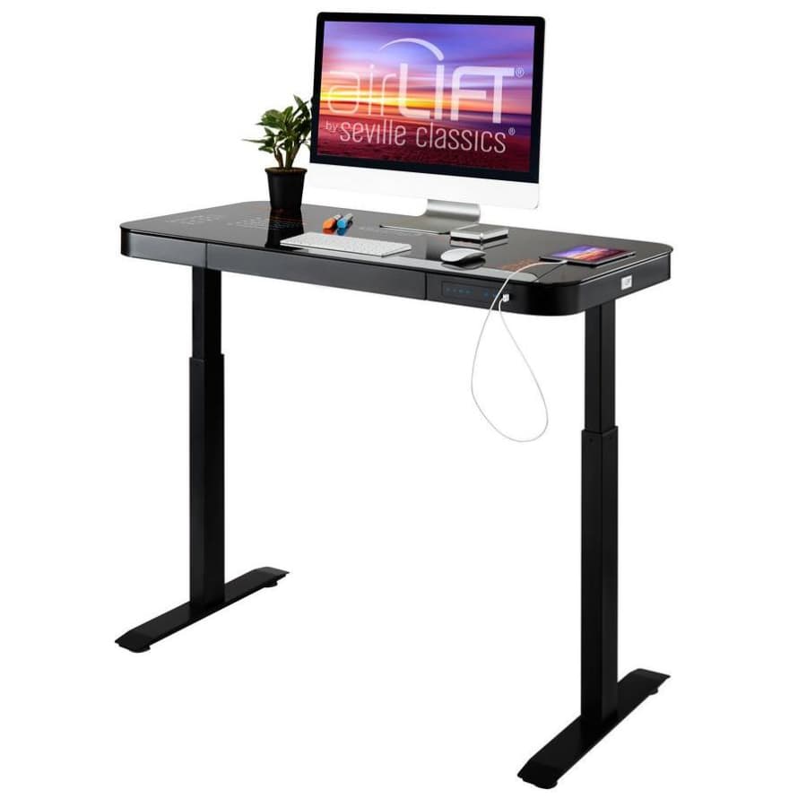 Seville Classics AirLift 48" Electric Height-Adjustable Standing Desk w/ Glass Top & USB for $280 Seville Classics AirLift 48" Electric Height-Adjustable Standing Desk w/ Glass Top & USB for $280