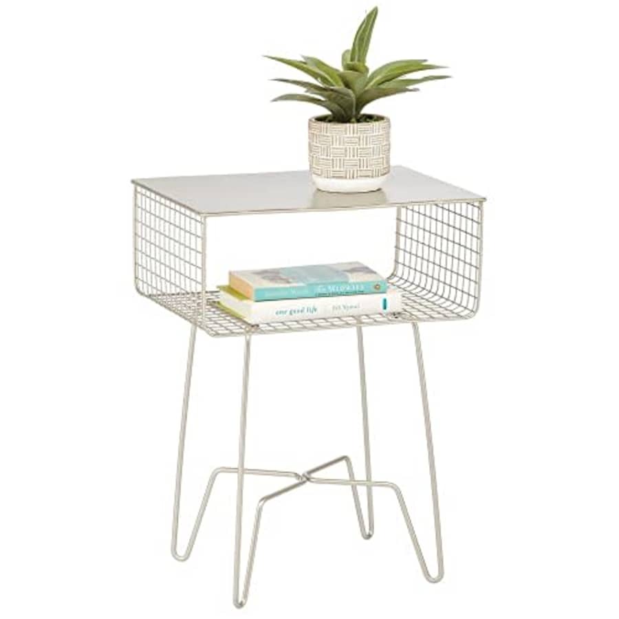 mDesign Steel Side Table Nightstand with Storage Shelf Basket for Bedroom, Living Room, Home for $52 mDesign Steel Side Table Nightstand with Storage Shelf Basket for Bedroom, Living Room, Home for $52