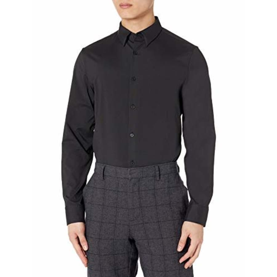 Calvin Klein Men's Move 365 Athleisure Logo Crewneck T-Shirt Long Sleeve, Black, Medium for $48