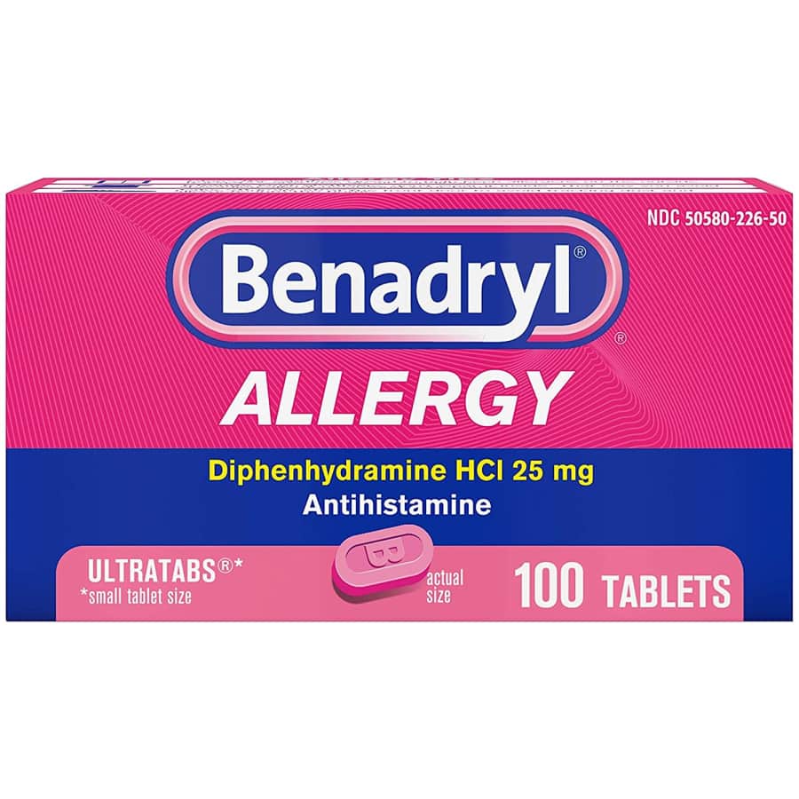 Benadryl Allergy 25mg Ultratabs 100-Count Tablets for $15 Benadryl Allergy 25mg Ultratabs 100-Count Tablets for $15