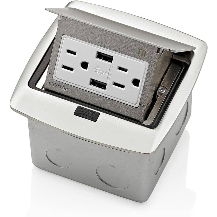 Leviton 15A Pop-Up Floor Outlet Box w/ 2 Outlets & 2 USB Ports for $51