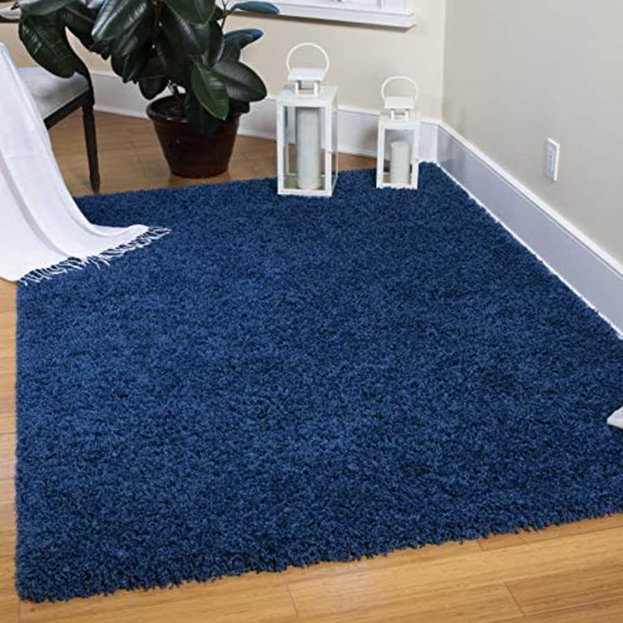 Ottomanson SHG2866-7X10 shag Collection Area Rug, 6'7" x 9'3", Navy for $88 Ottomanson SHG2866-7X10 shag Collection Area Rug, 6'7" x 9'3", Navy for $88